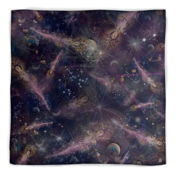 Shooting Stars & Arrows Purple Square Silk Scarf - Picture 1 of 12